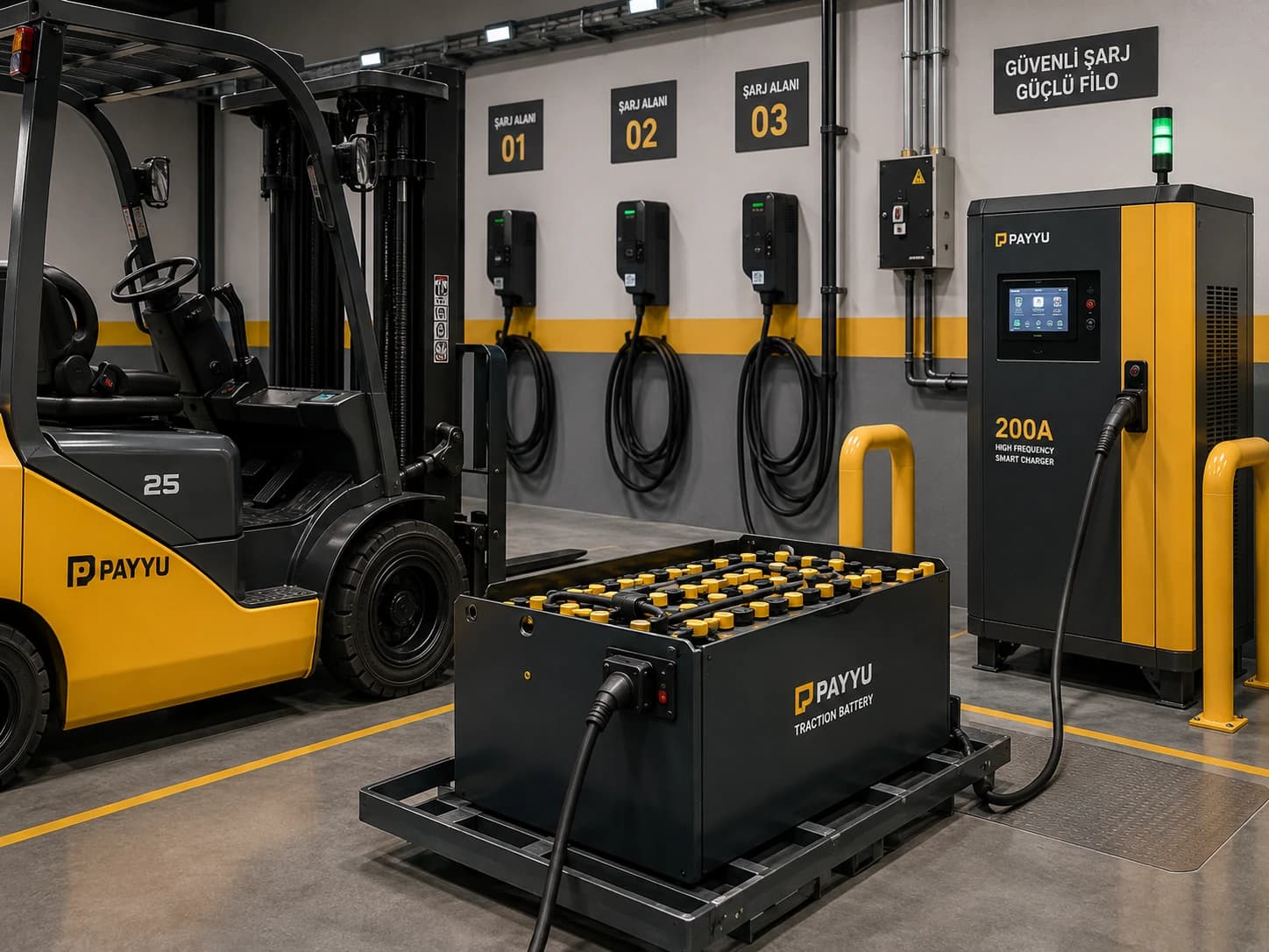 Endüstriyel forklift bataryası ve akıllı şarj sistemi