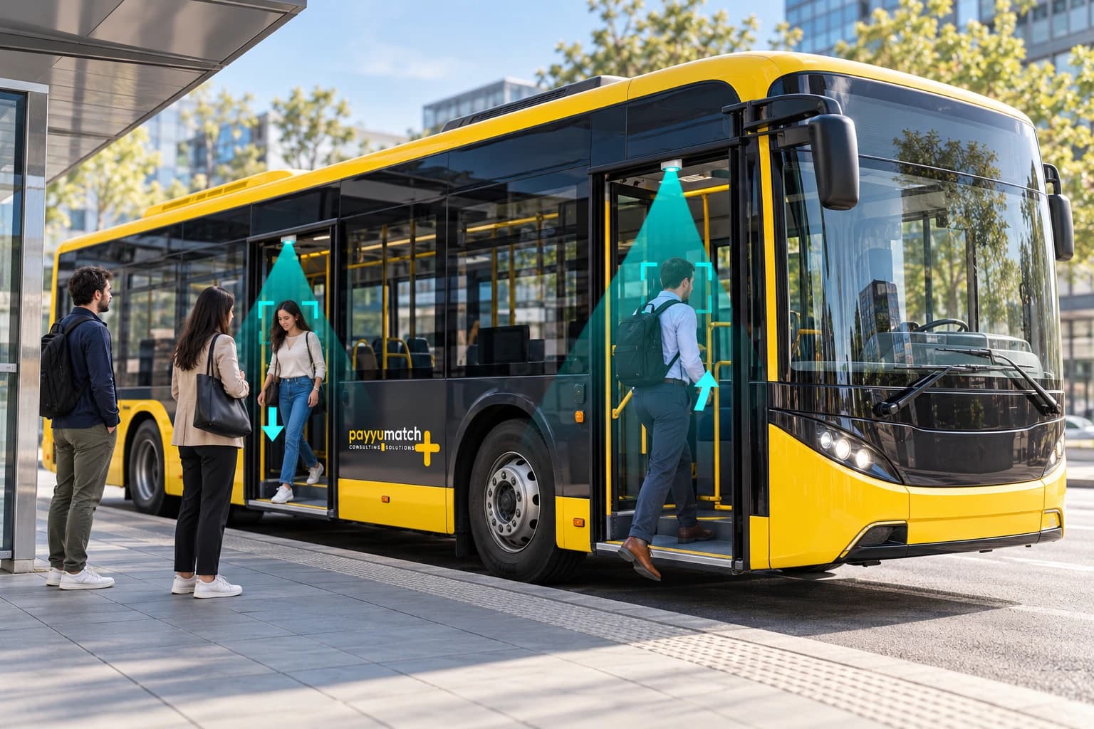 Otobüs kapılarında yolcu biniş ve inişlerini algılayan sayım uygulaması