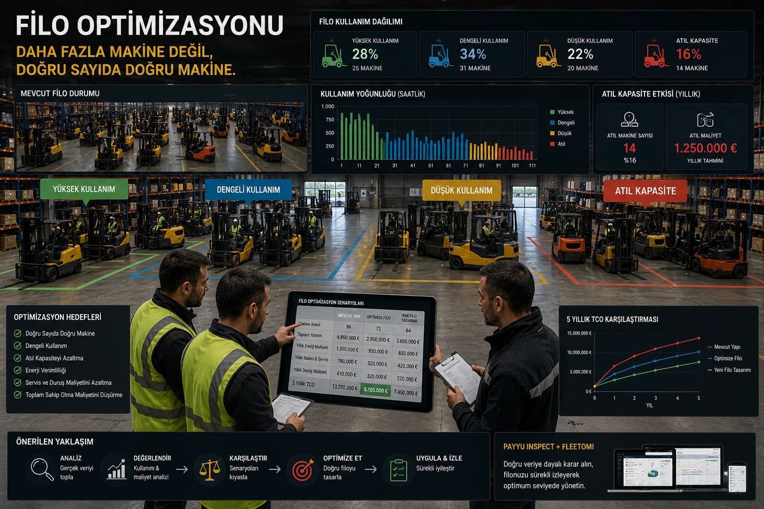 Forklift filosunun kullanım yoğunluğu ve kapasite dağılımının analiz edilmesi