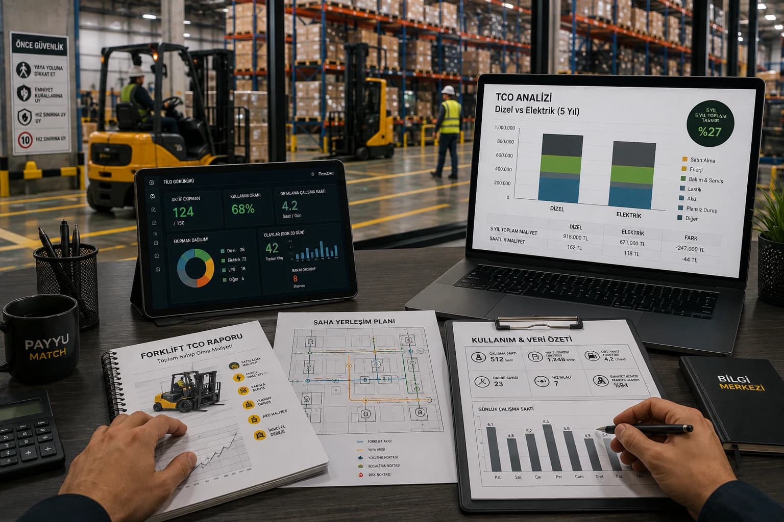 Forklift ve intralojistik operasyonlarına ait teknik raporların ve saha verilerinin incelenmesi